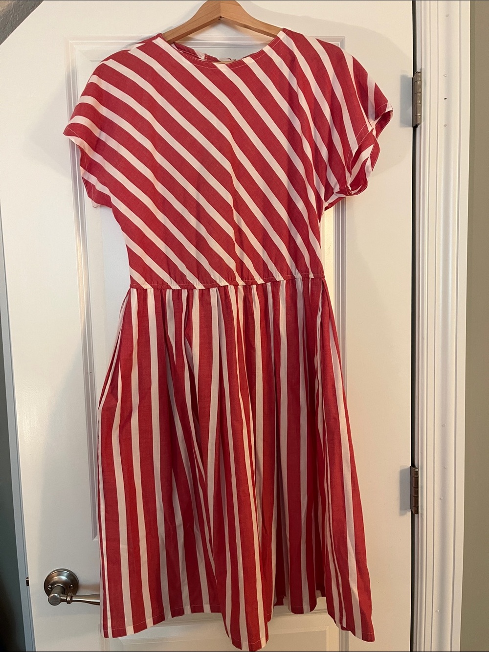 Vintage Red and White Striped Dress - Casual Everyday Dress
